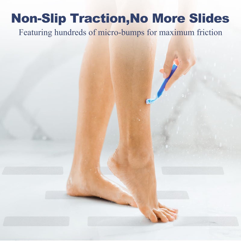 Gecork 28 PCS Shower Floor Non Slip Stickers with Strong Adhesive  Invisible & Durable Anti Slip Shower Stickers with Scraper for Bath Tub  Pools and Stairs(Clear Wide Rectangle) - Image 2